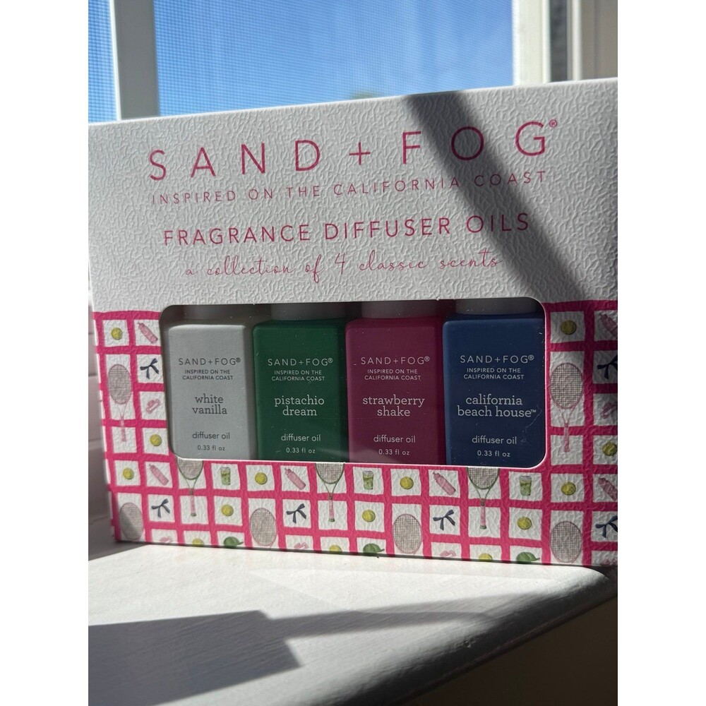 Sand + fog diffuser oils set 4 x 1 ml white vanilla, pistachio dstraw strawberr